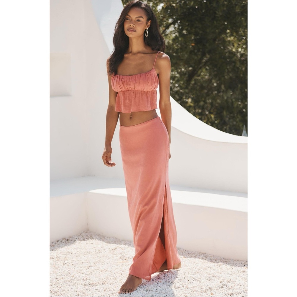 Anthropologie Column Maxi Skirt Peach